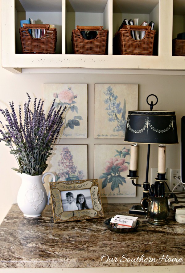 Thrift store artwork becomes a vintage hit in my French Farmhouse styled home office by Our Southern Home #thriftstoredecor