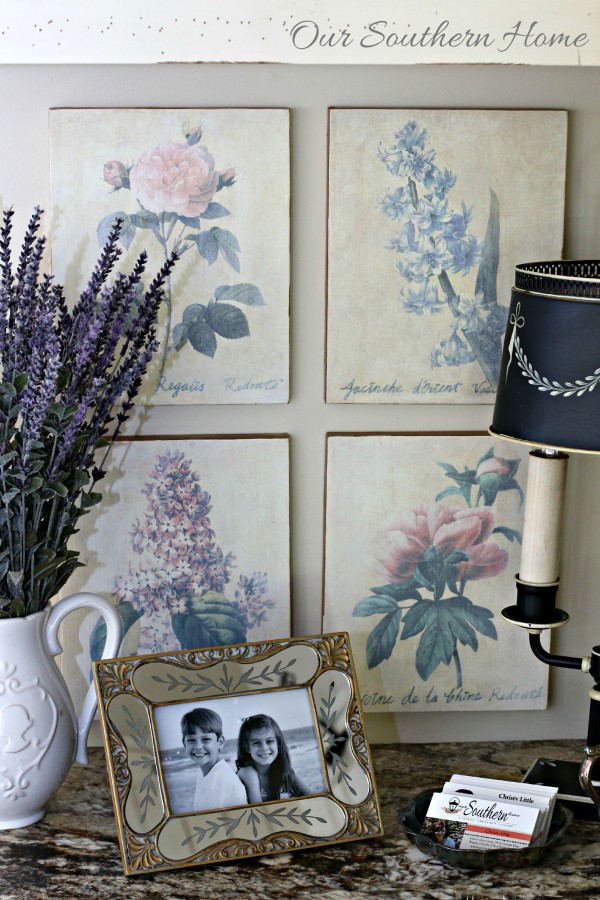 Thrift store artwork becomes a vintage hit in my French Farmhouse styled home office by Our Southern Home #thriftstoredecor