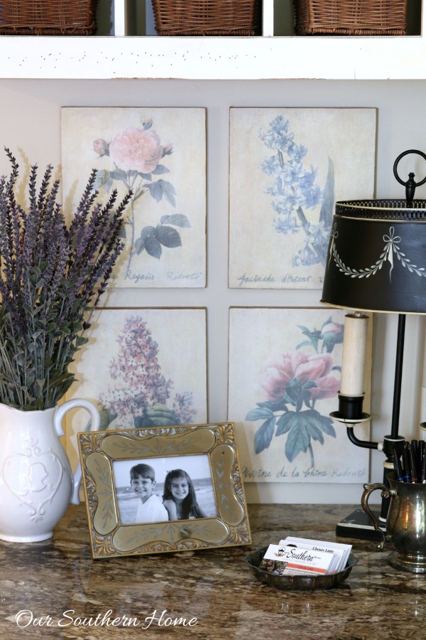 Thrift store artwork becomes a vintage hit in my French Farmhouse styled home office by Our Southern Home #thriftstoredecor