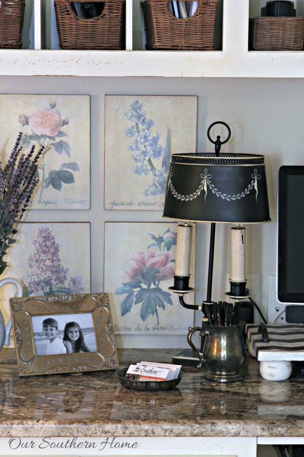 Thrift store artwork becomes a vintage hit in my French Farmhouse styled home office by Our Southern Home #thriftstoredecor