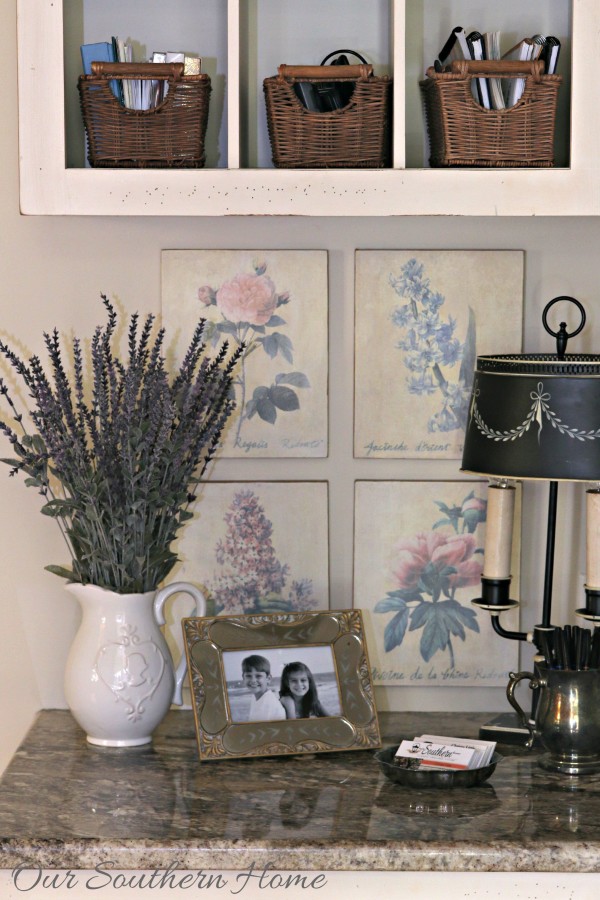 Thrift store artwork becomes a vintage hit in my French Farmhouse styled home office by Our Southern Home #thriftstoredecor