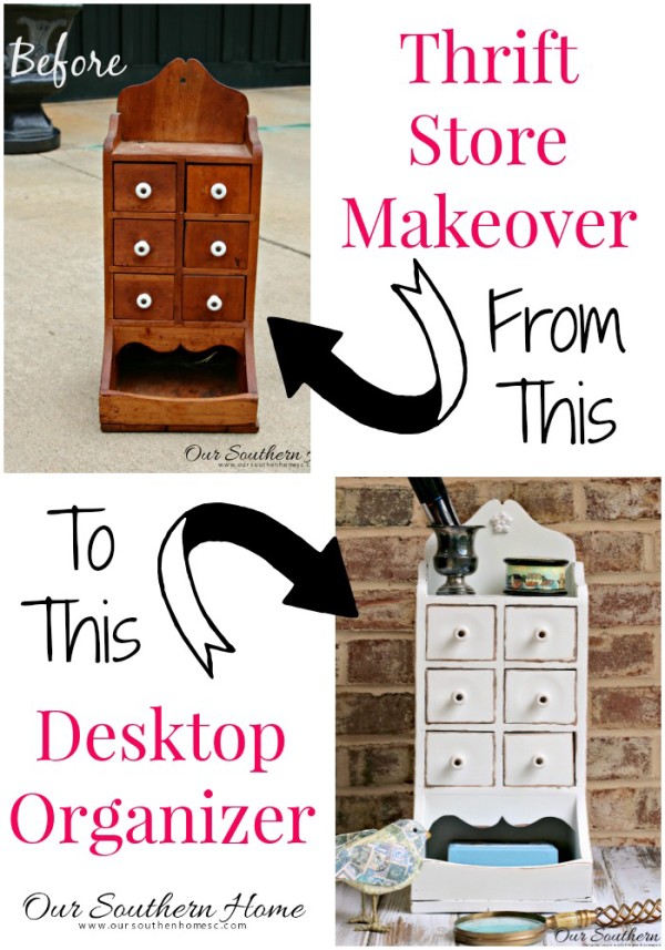 Wow! This thrift store piece was turned into a stylish desktop organizer with a can of spray paint!