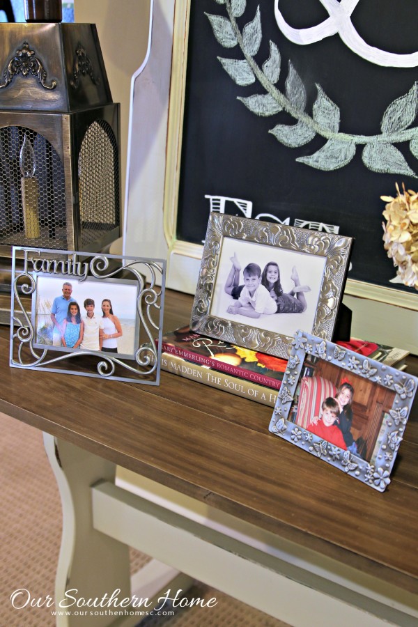 Thrift store trestle table makeover with a new stained top and chalk paint by Our Southern Home