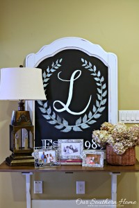 Thrift store trestle table makeover with a new stained top and chalk paint by Our Southern Home