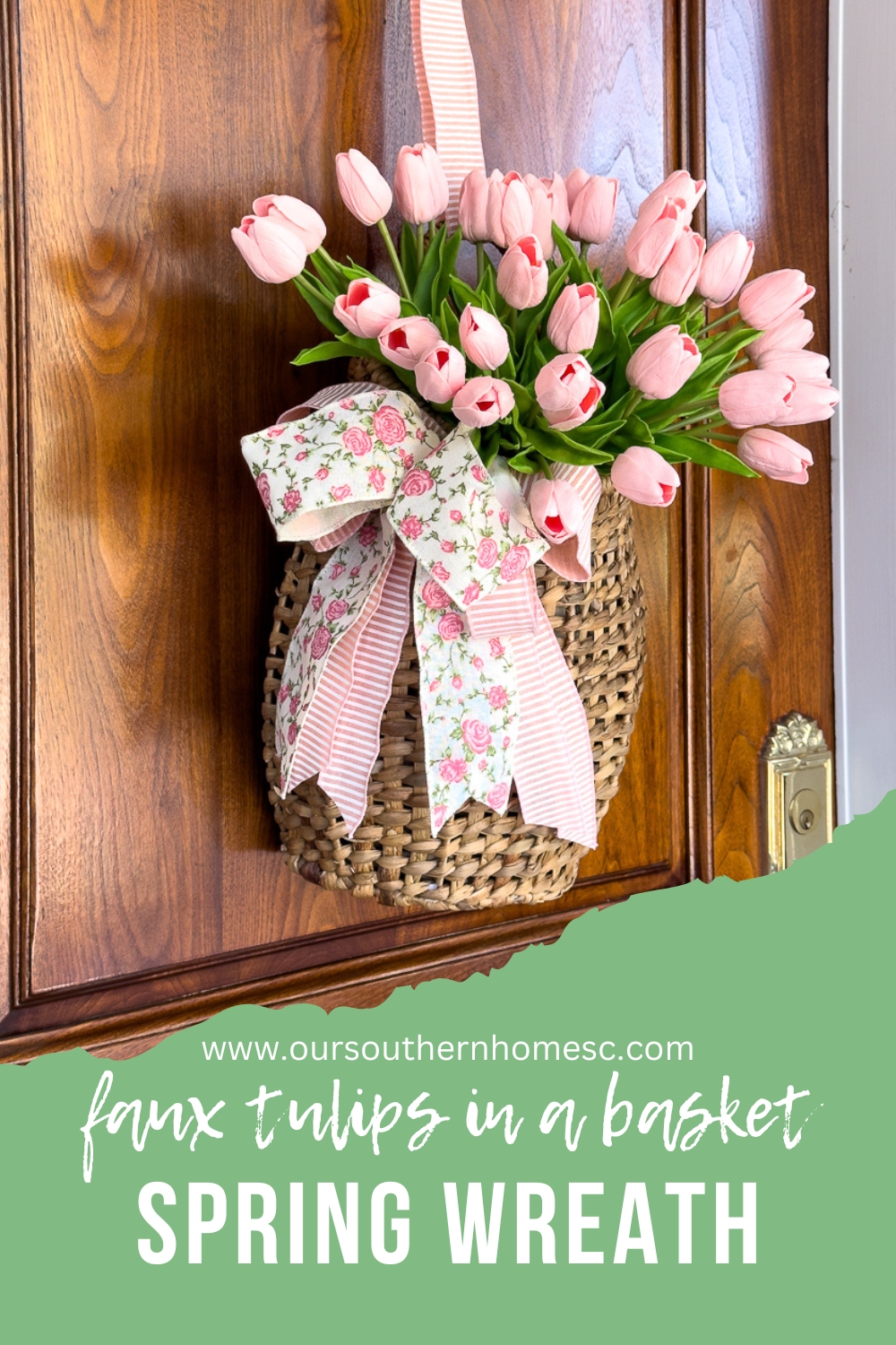 pin with text overlay of wreath basket