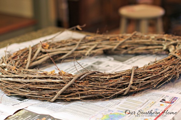 Beautiful upcycled spring wreath with a little bit of new and a lot of old by Our Southern home