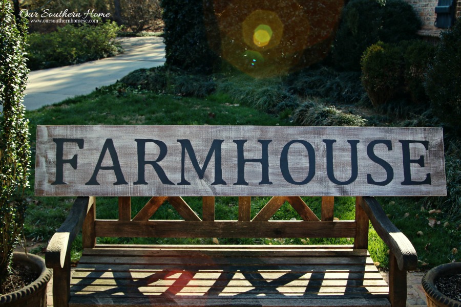 Large vintage look farmhouse sign tutorial by Our Southern Home