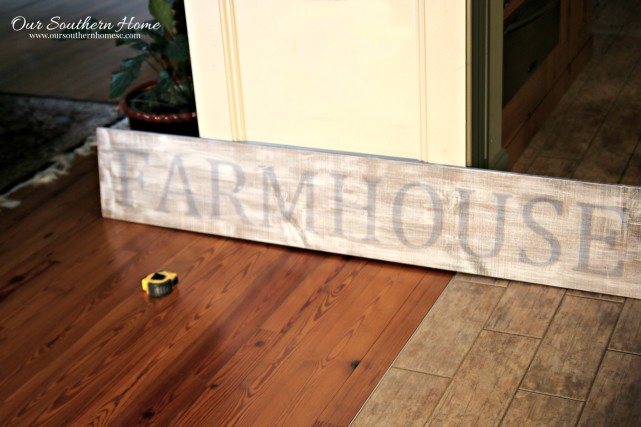 Large vintage look farmhouse sign tutorial by Our Southern Home