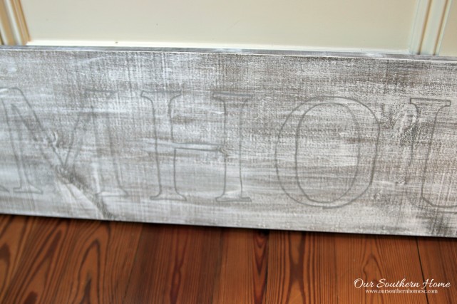 Large vintage look farmhouse sign tutorial by Our Southern Home