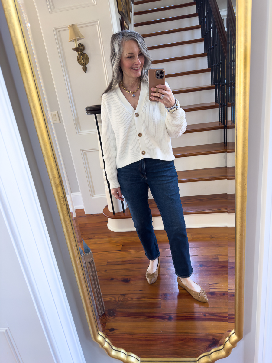 mirror selfie in quince sweater