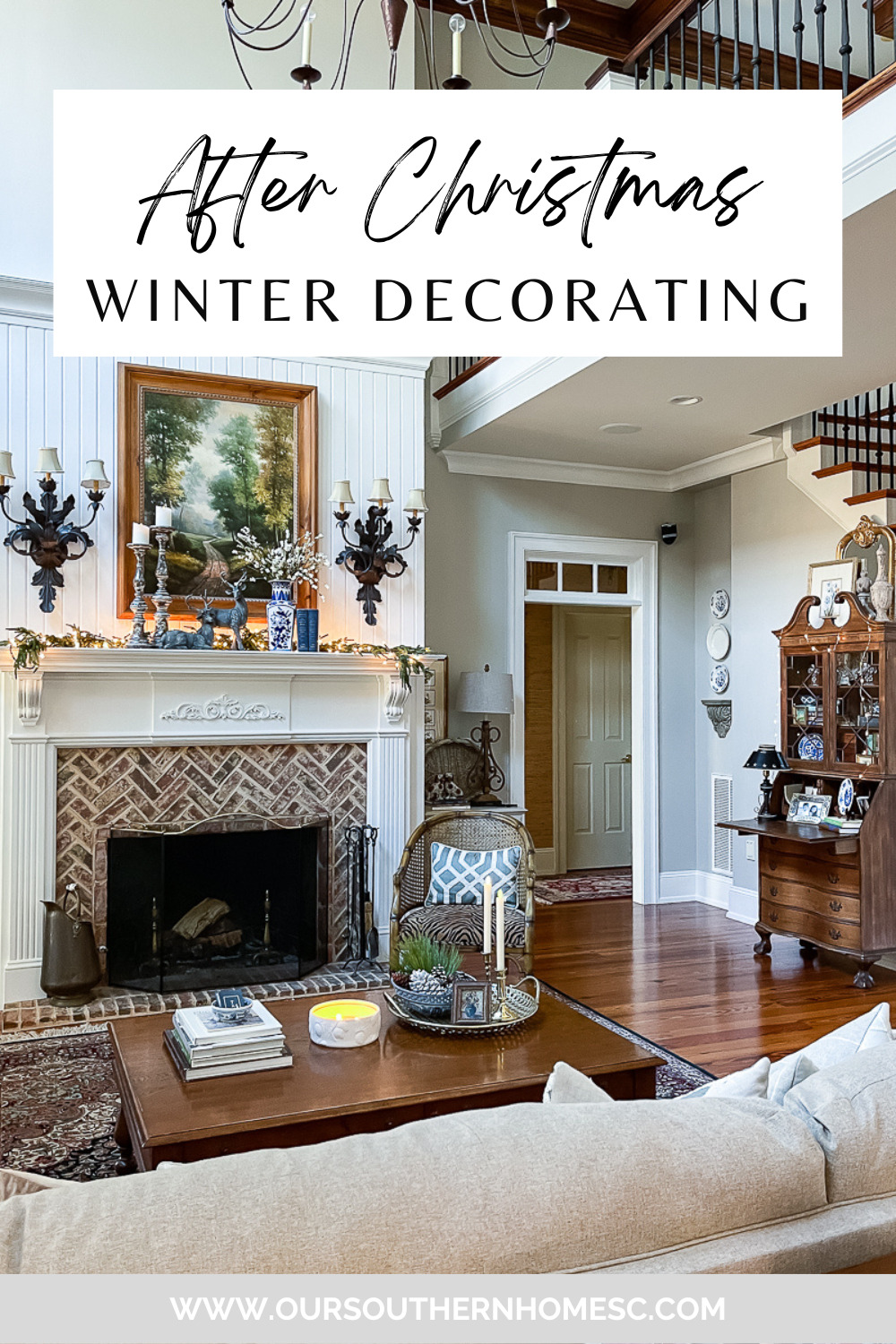Christmas and Winter Home Decor with Nesting Baskets