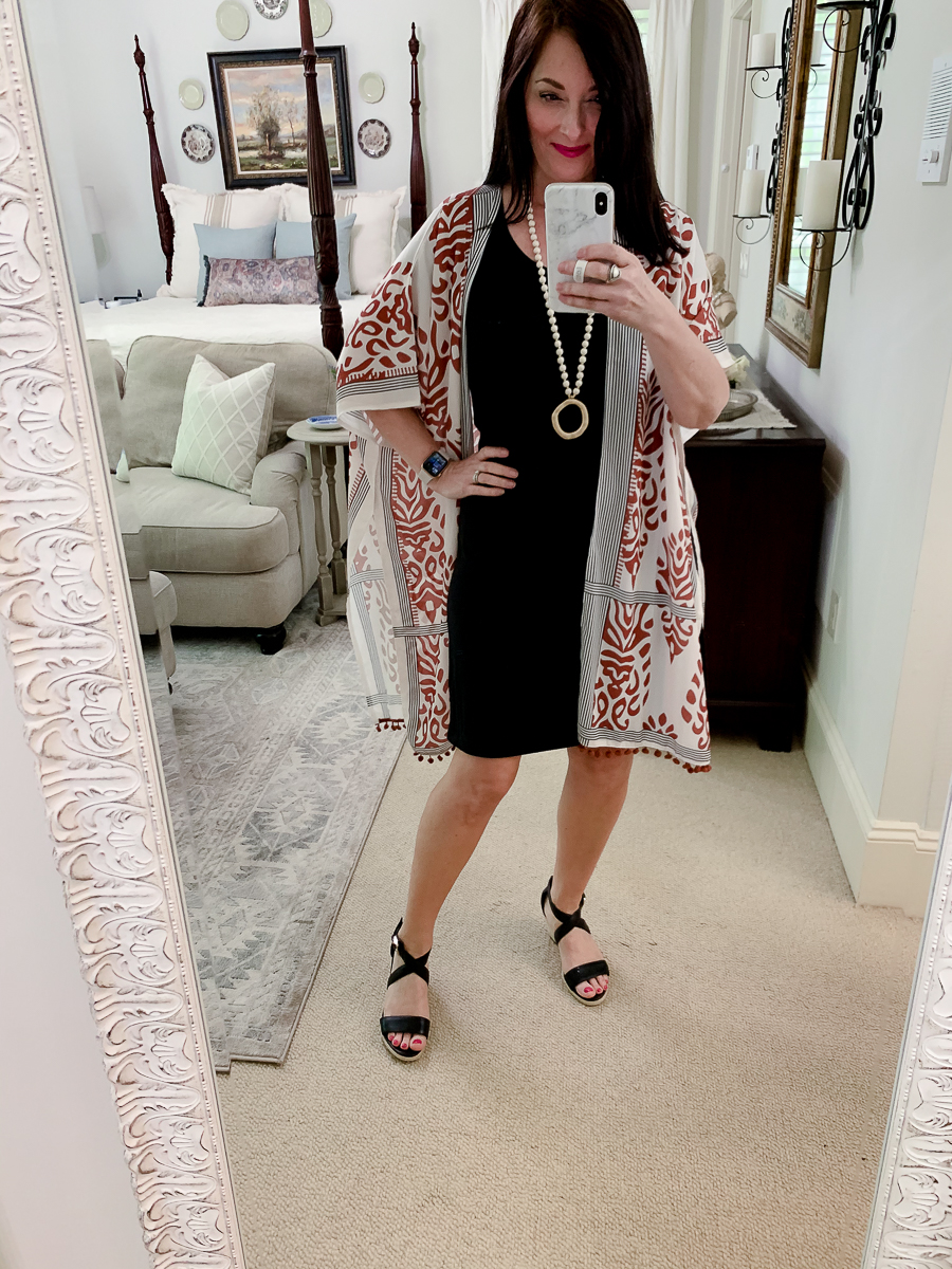 kimono with short black dress