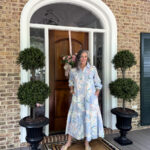 woman in anthropologie dress