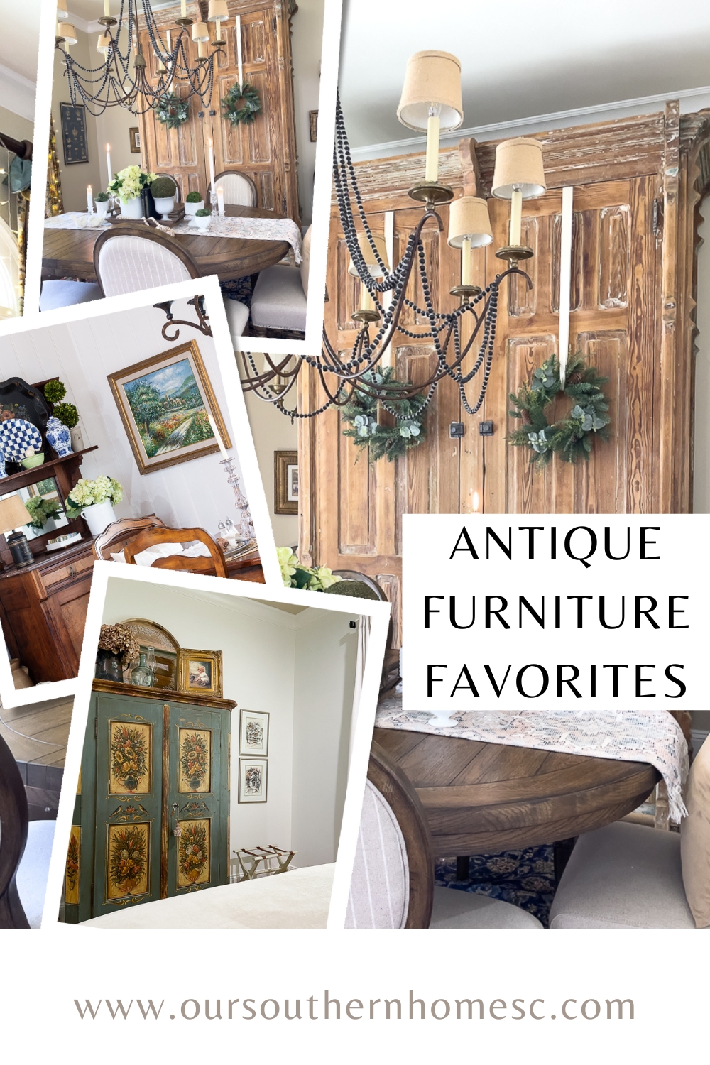 collage of antique furniture
