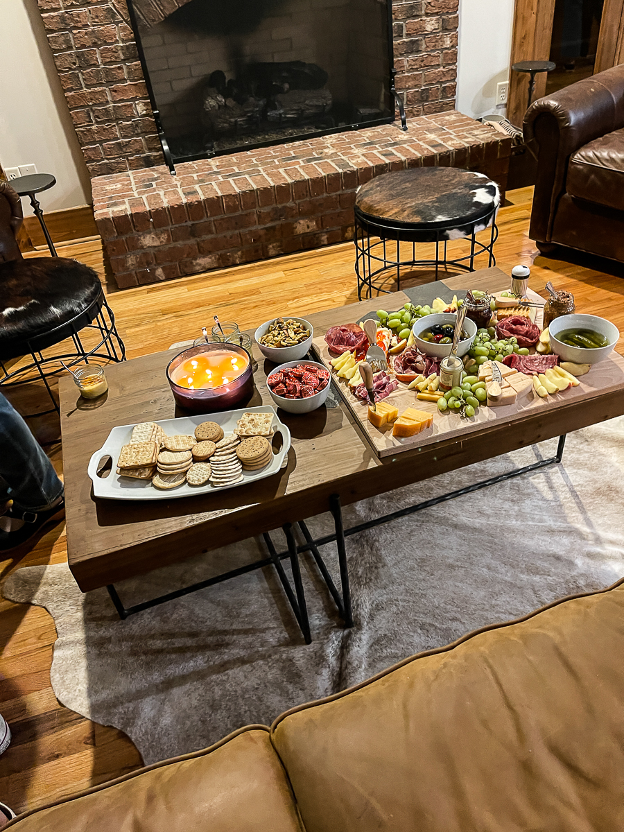 charcuterie on coffee table