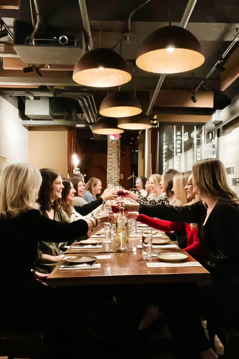 women sitting at table