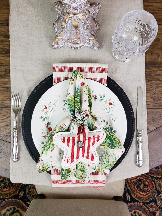 place setting for Christmas