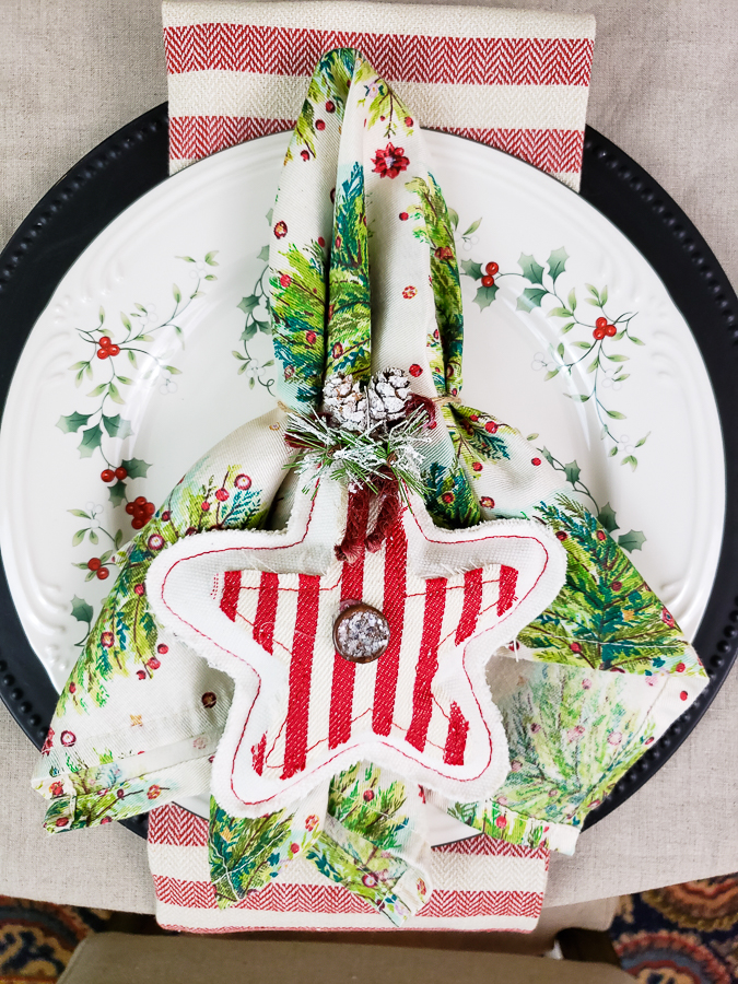 Christmas table with dishes
