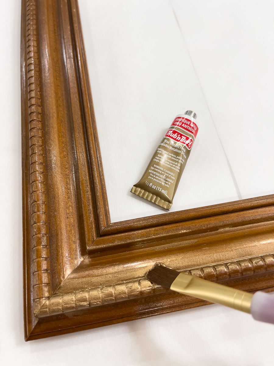 painting a frame with rub n' buff