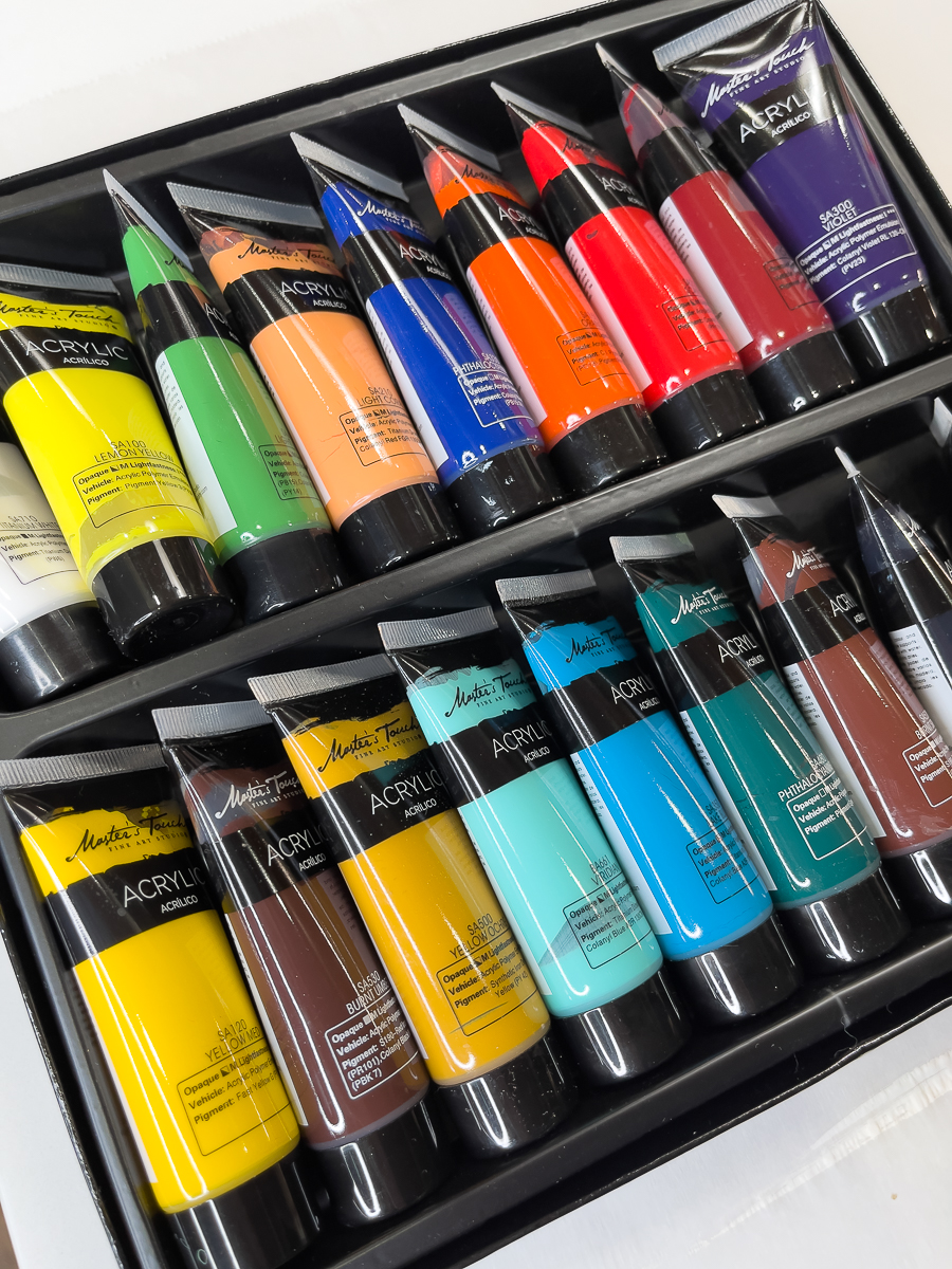 many colors of acrylic paint