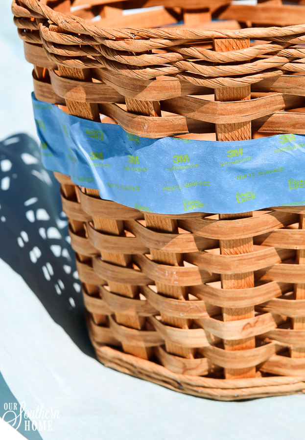 Thrift store basket gets a simple farmhouse makeover with paint!