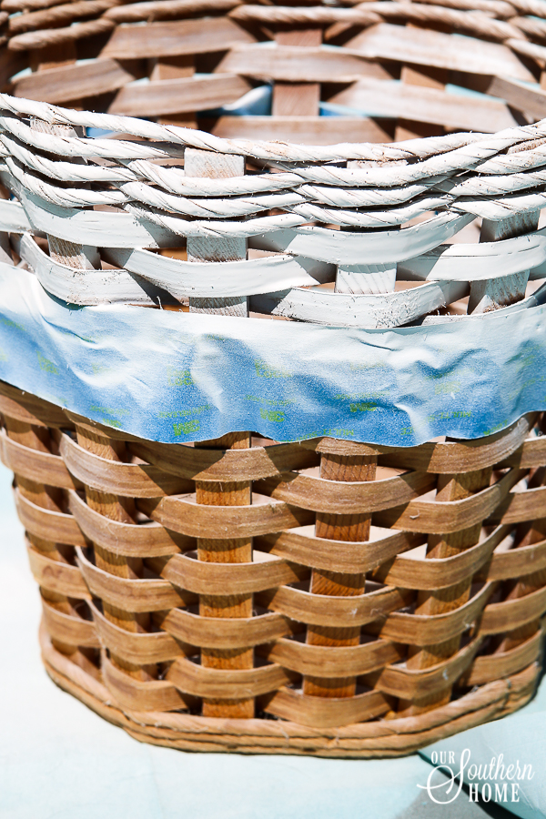 Thrift store basket gets a simple farmhouse makeover with paint!