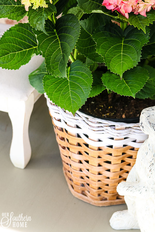 Thrift store basket gets a simple farmhouse makeover with paint!