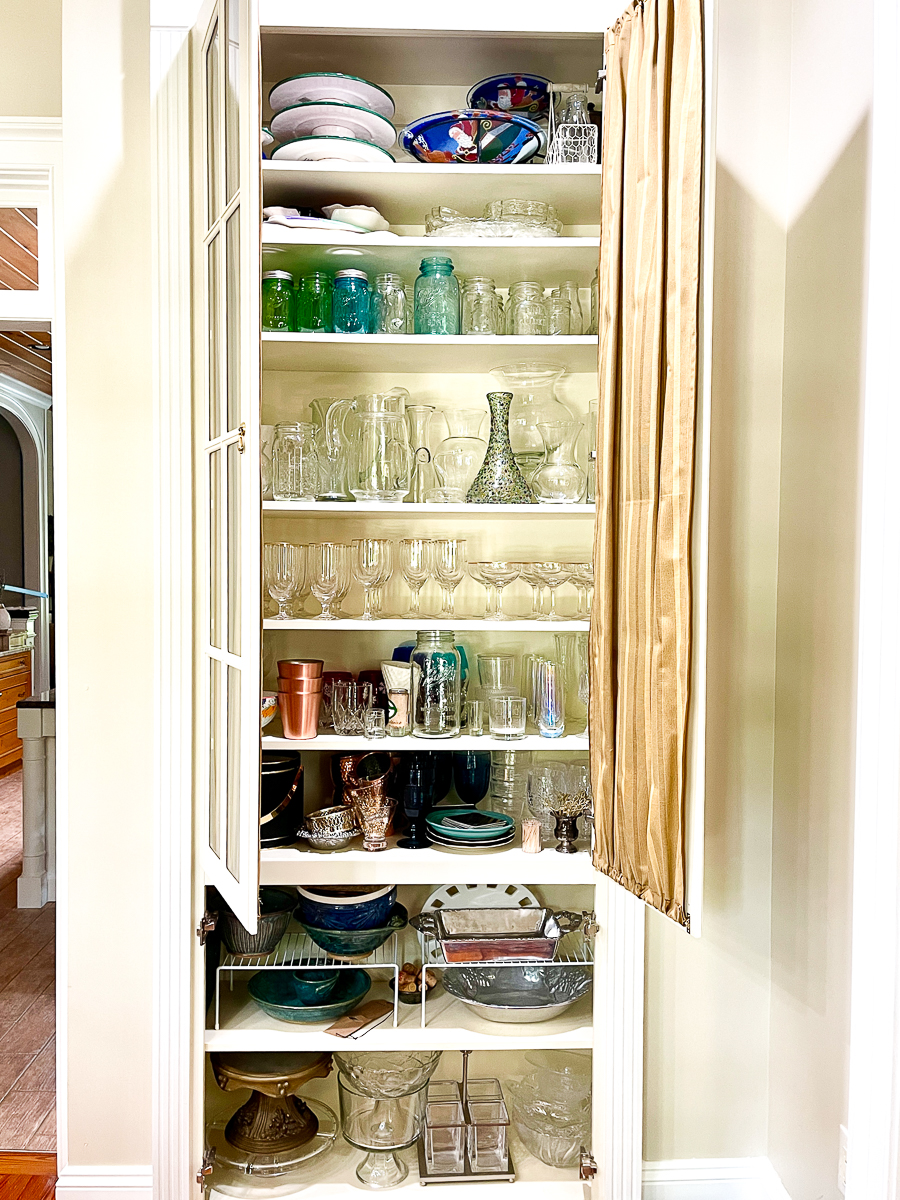 open cabinets