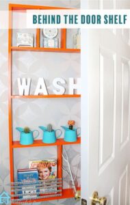 wall shelf behind a door