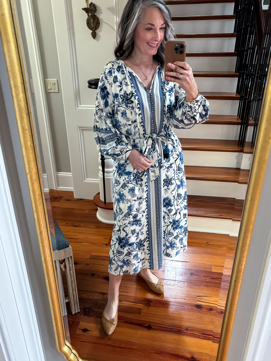 woman in floral dress