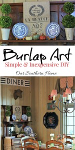 Simple Burlap Wall Art tutorial by Our Southern Home