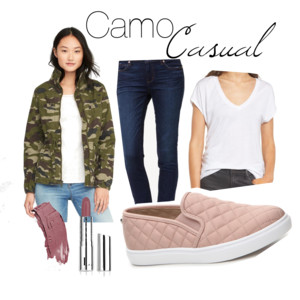 Trendy, yet classy look with the new camo look for fall! #fallfashion #camofashion #over40fashion
