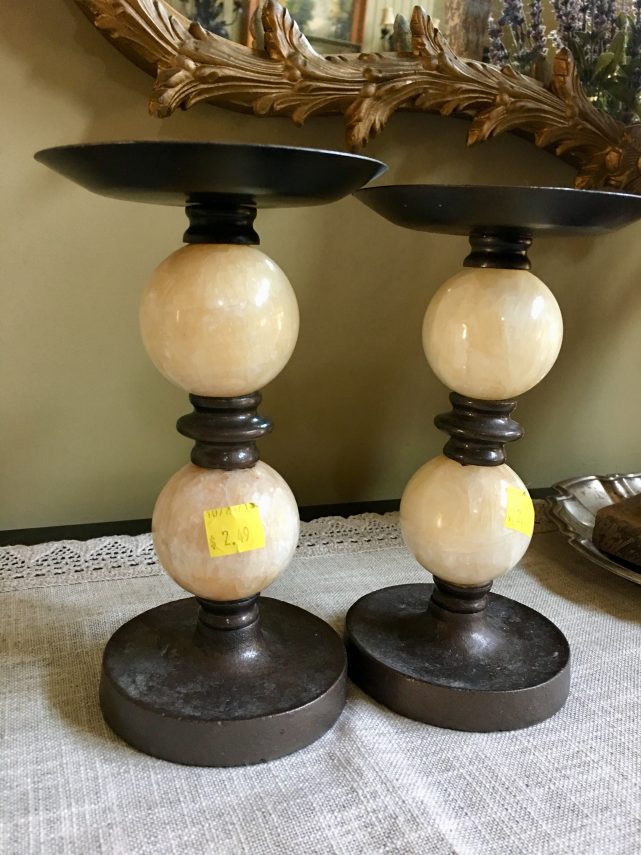 What a cool makeover for thrift store candlesticks and so many creative uses! #thriftstoremakeover #candlesticks #DIY #spraypaint #homedecor