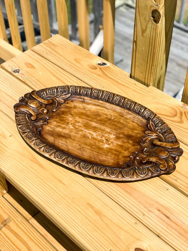 brown wood tray