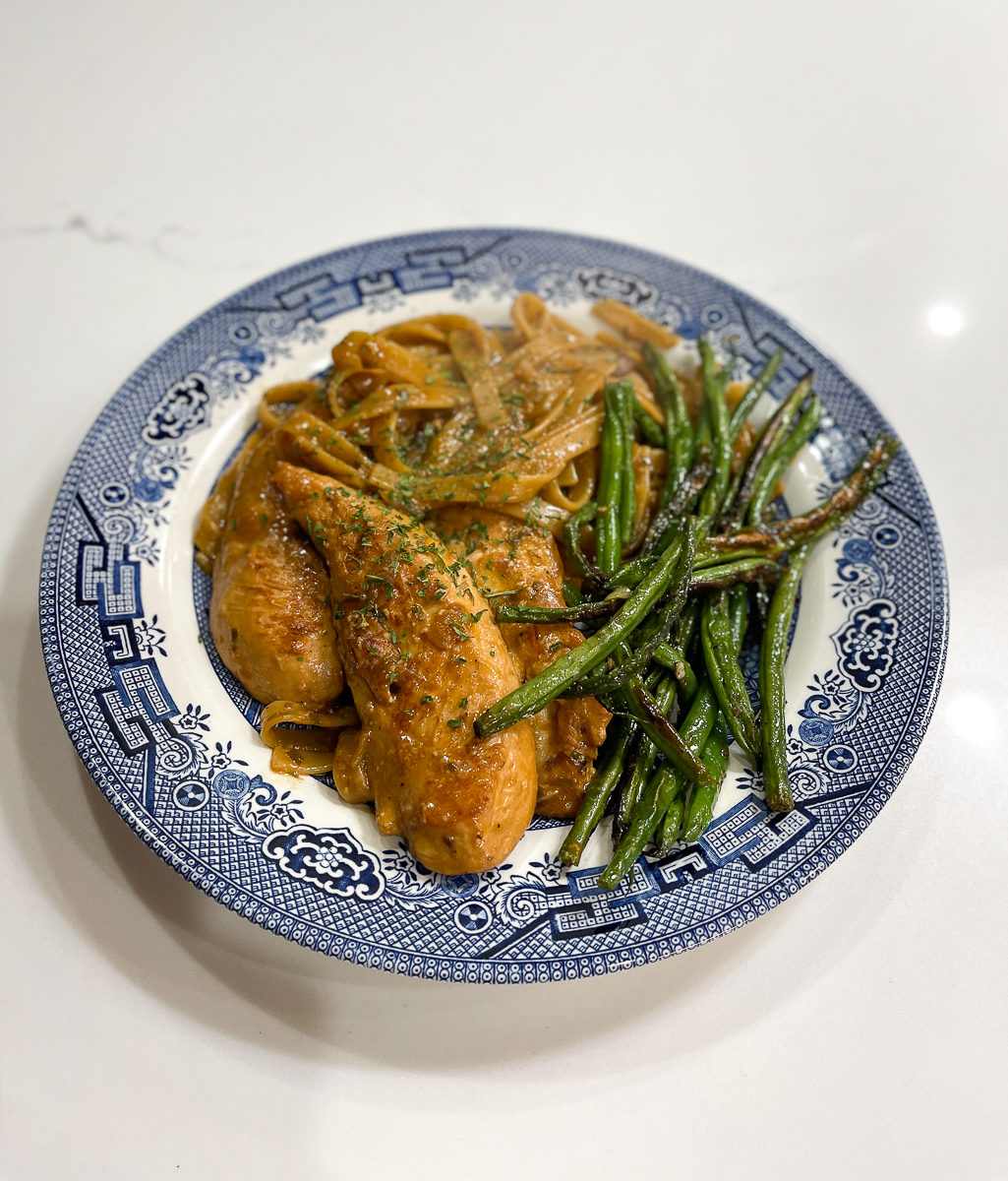 chicken and pasta on plate