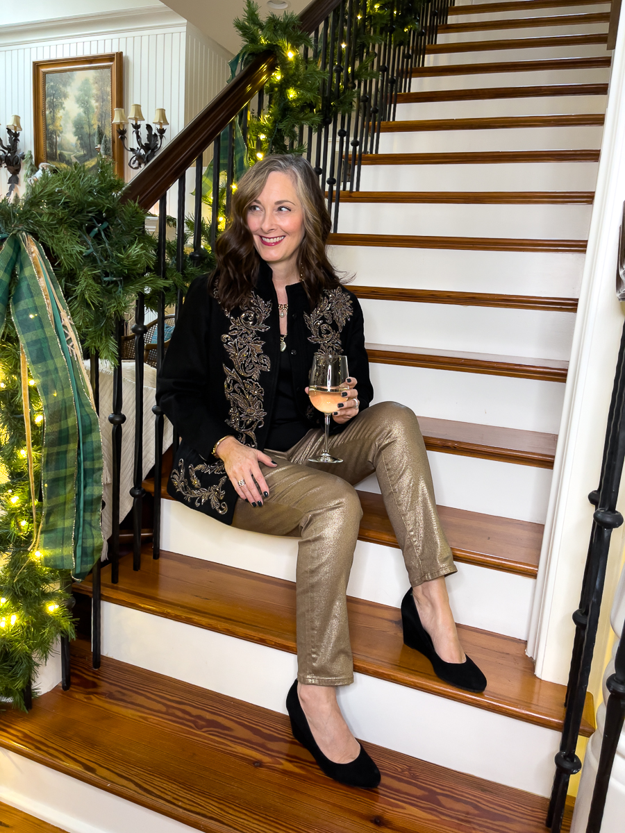 woman sitting on stairs