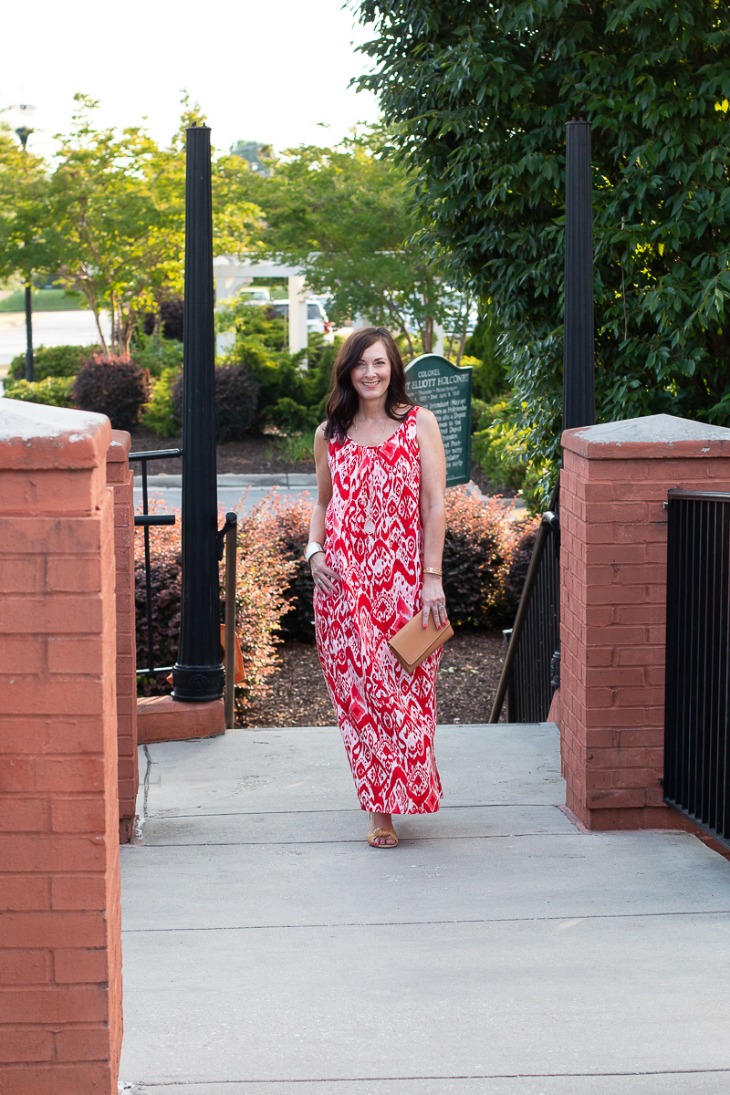 red ikat dress