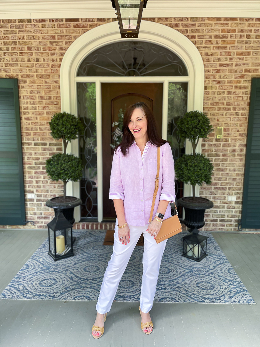 woman on front porch