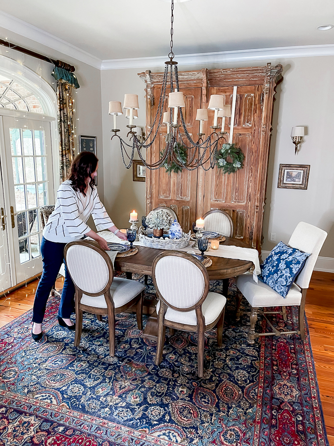 woman setting the table