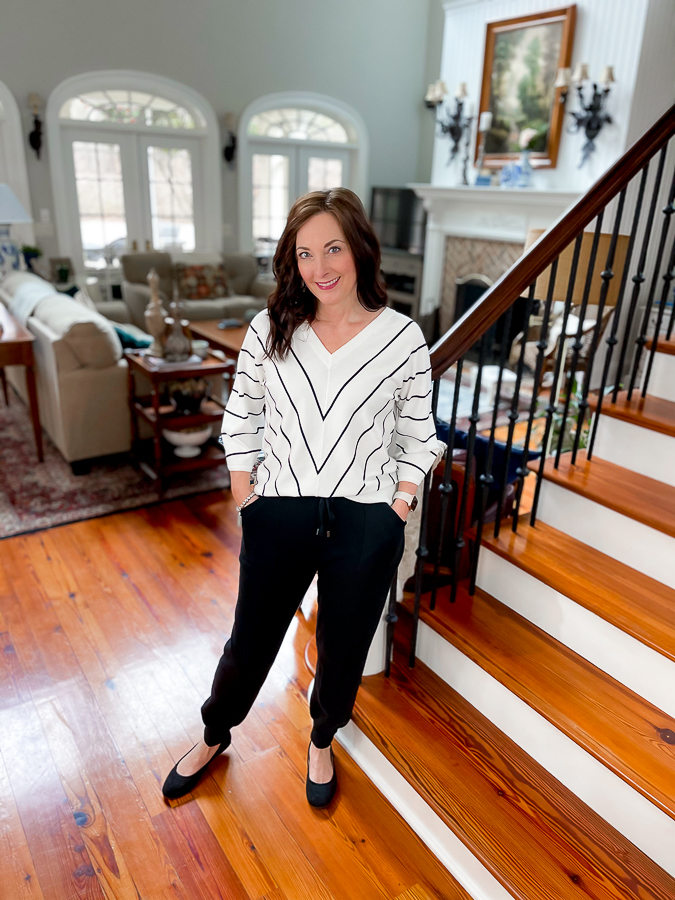 woman standing by stairs