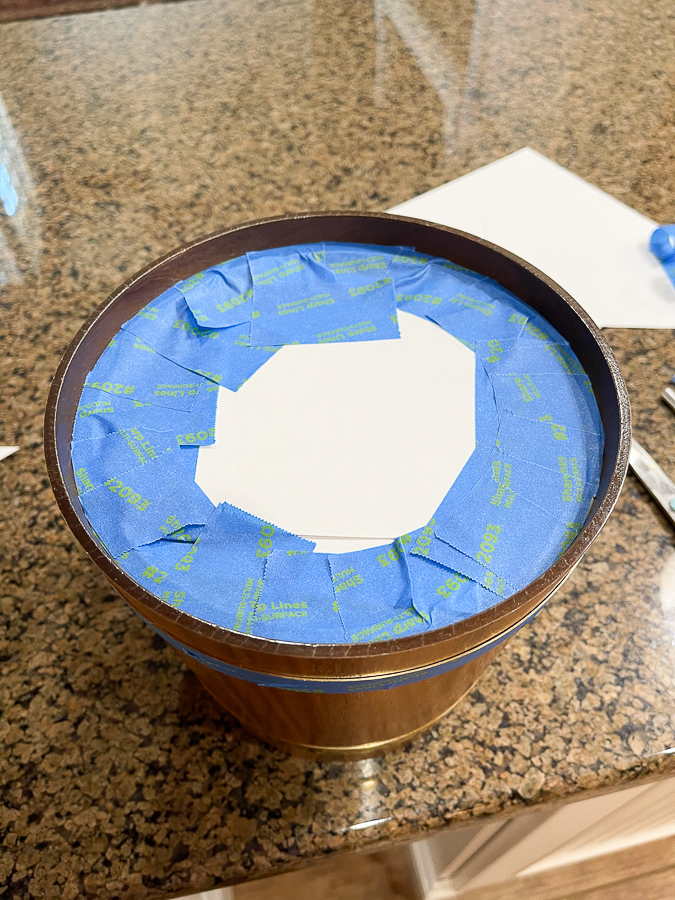 bucket taped for spray painting