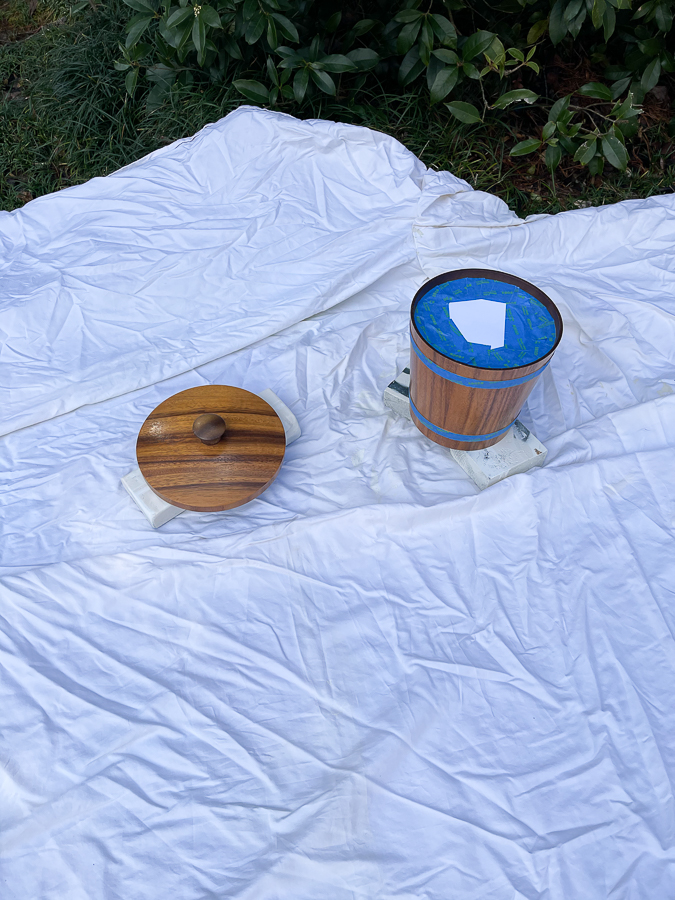 getting ready to spray paint outside