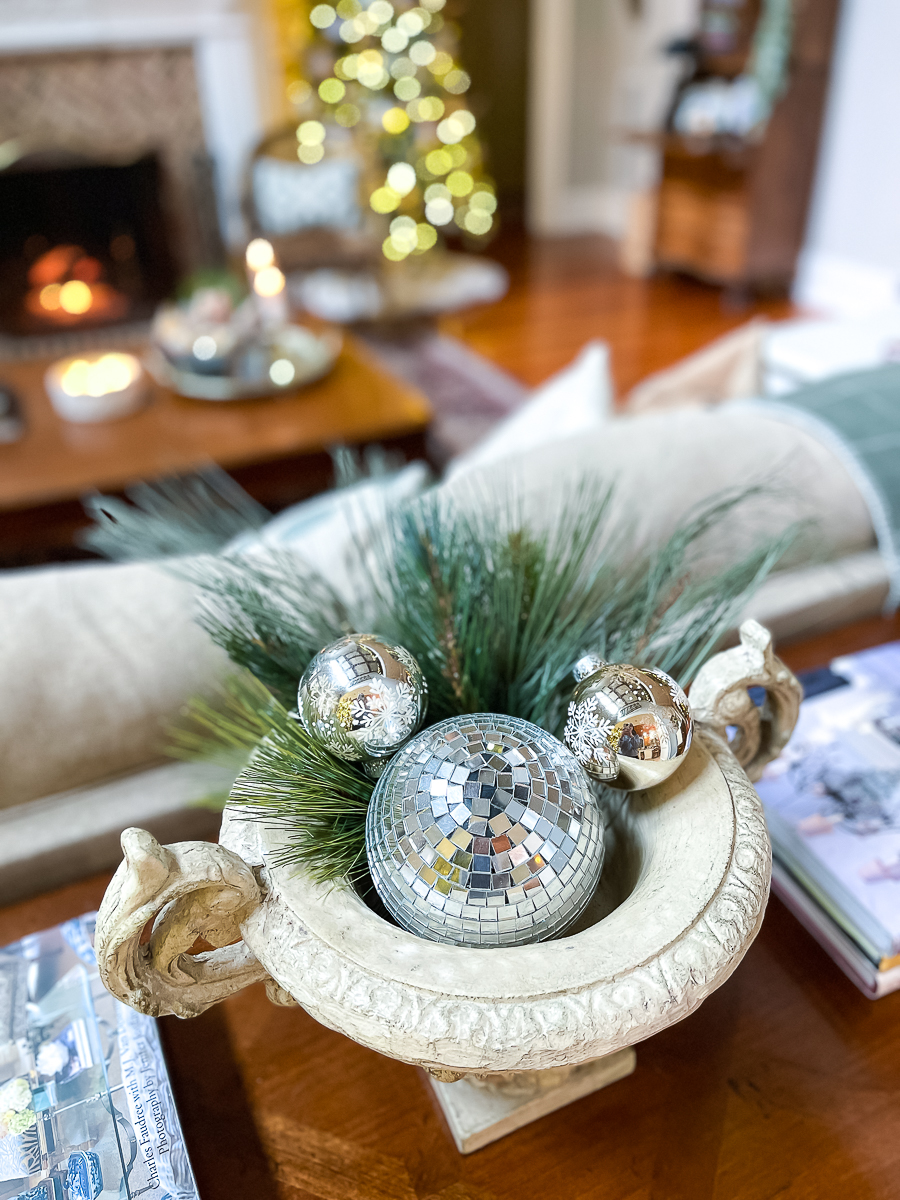 disco ball with greenery
