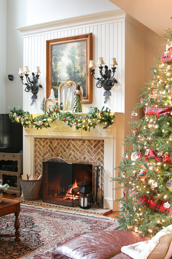 mantel with tree