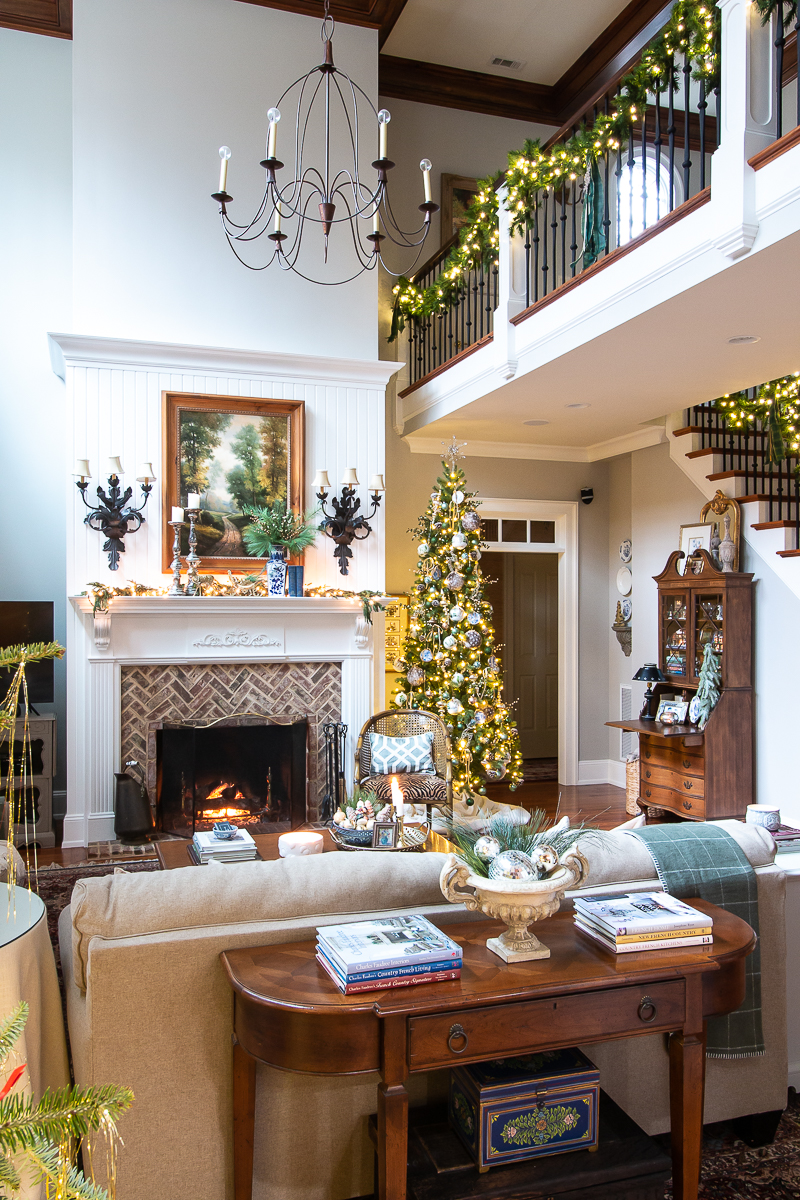 two story family room for christmas