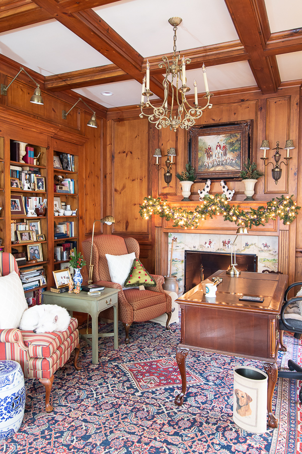 christmas home tour youtube christmas wood paneled study