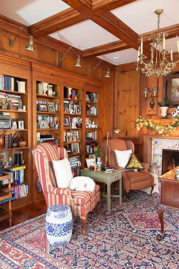 christmas home tour youtube christmas wood paneled study