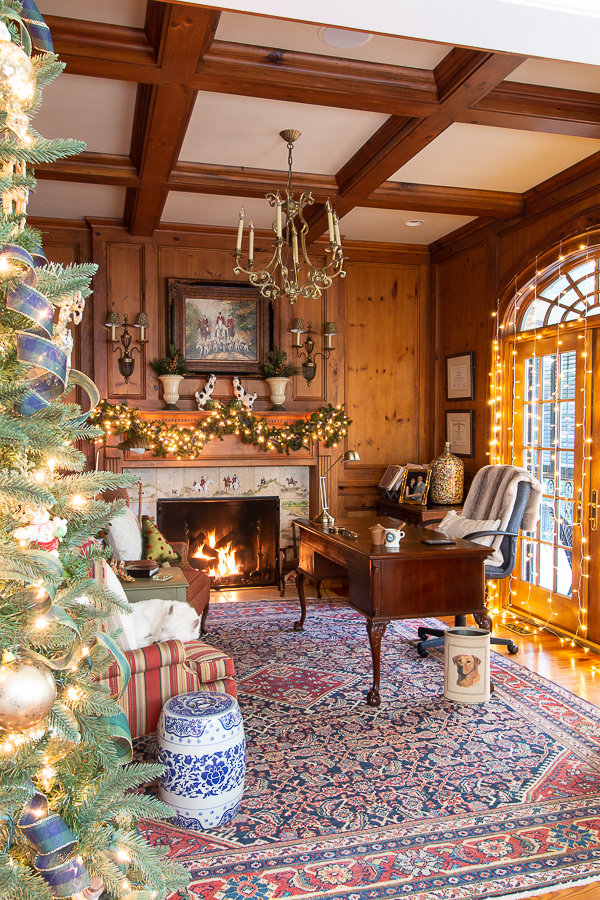 christmas home tour youtube christmas wood paneled study