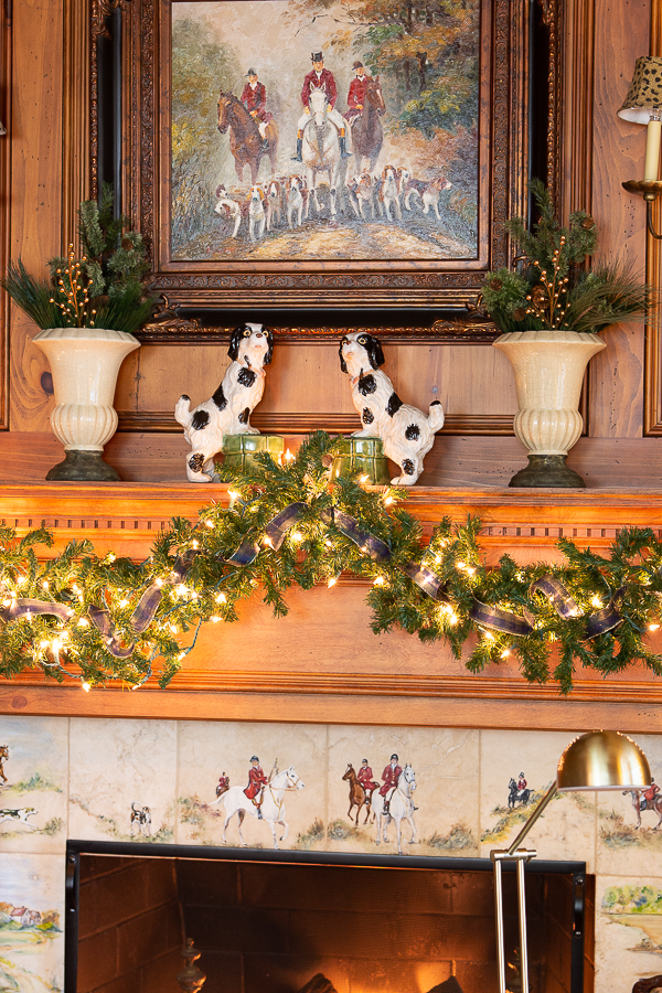 christmas wood paneled study