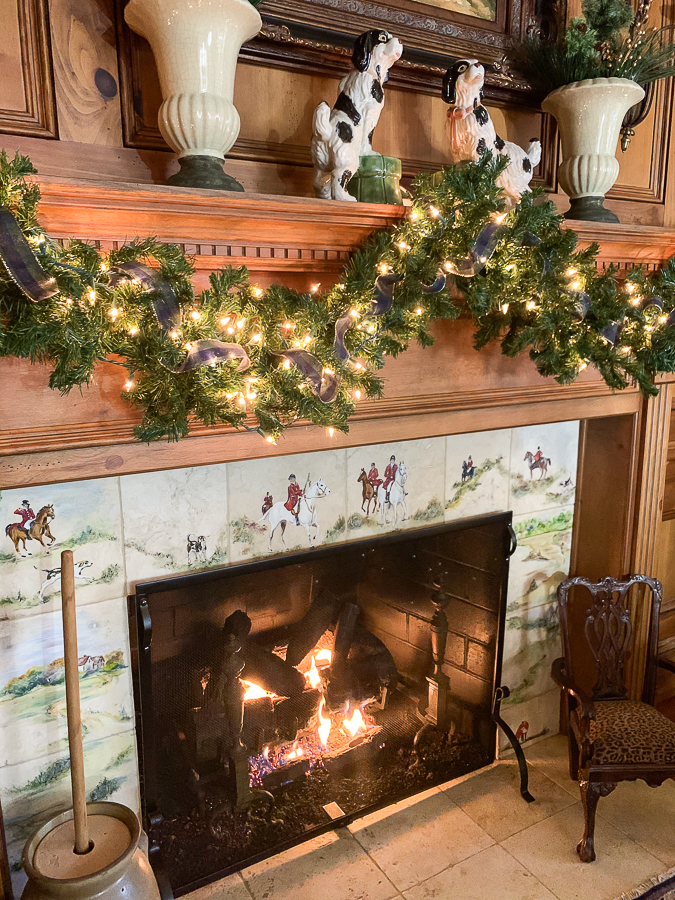 christmas wood paneled study